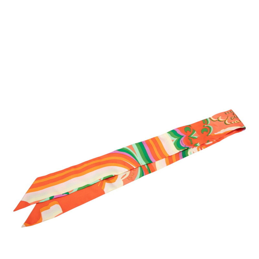Hermes Twilly Brides de Gala Scarf Muffler Orange Silk Women's HERMES